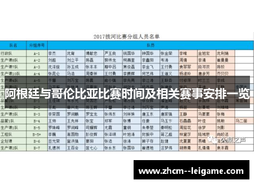 阿根廷与哥伦比亚比赛时间及相关赛事安排一览 阿根廷与哥伦比亚比赛时间及相关赛事安排一览